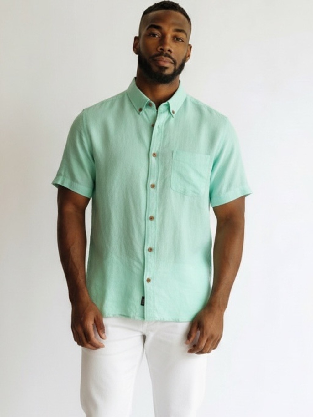 Caribbean Palm leaf Textured Short Sleeve Woven Shirt